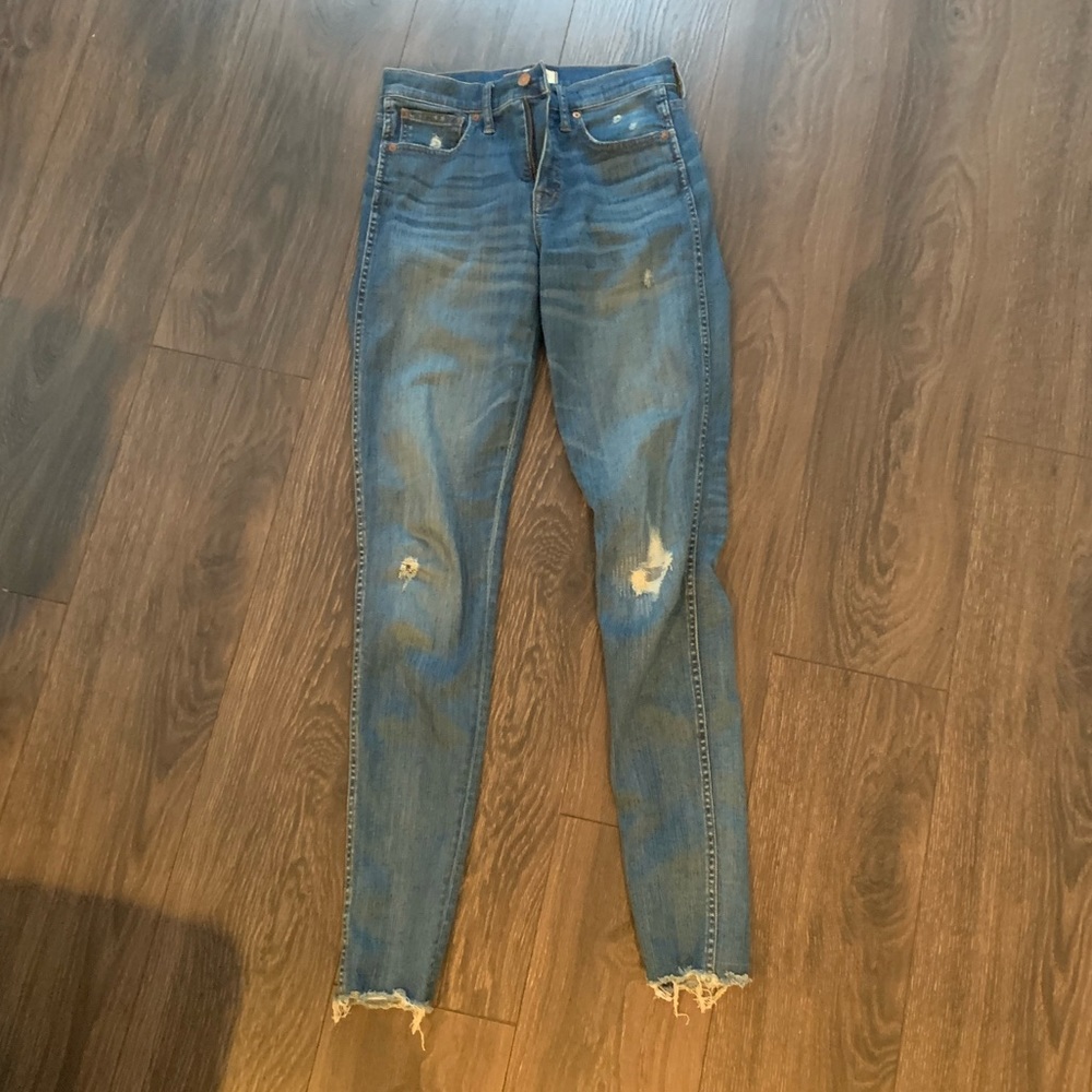 Madewell high-rise skinny jeans in Allegra wash: rip and repair edition